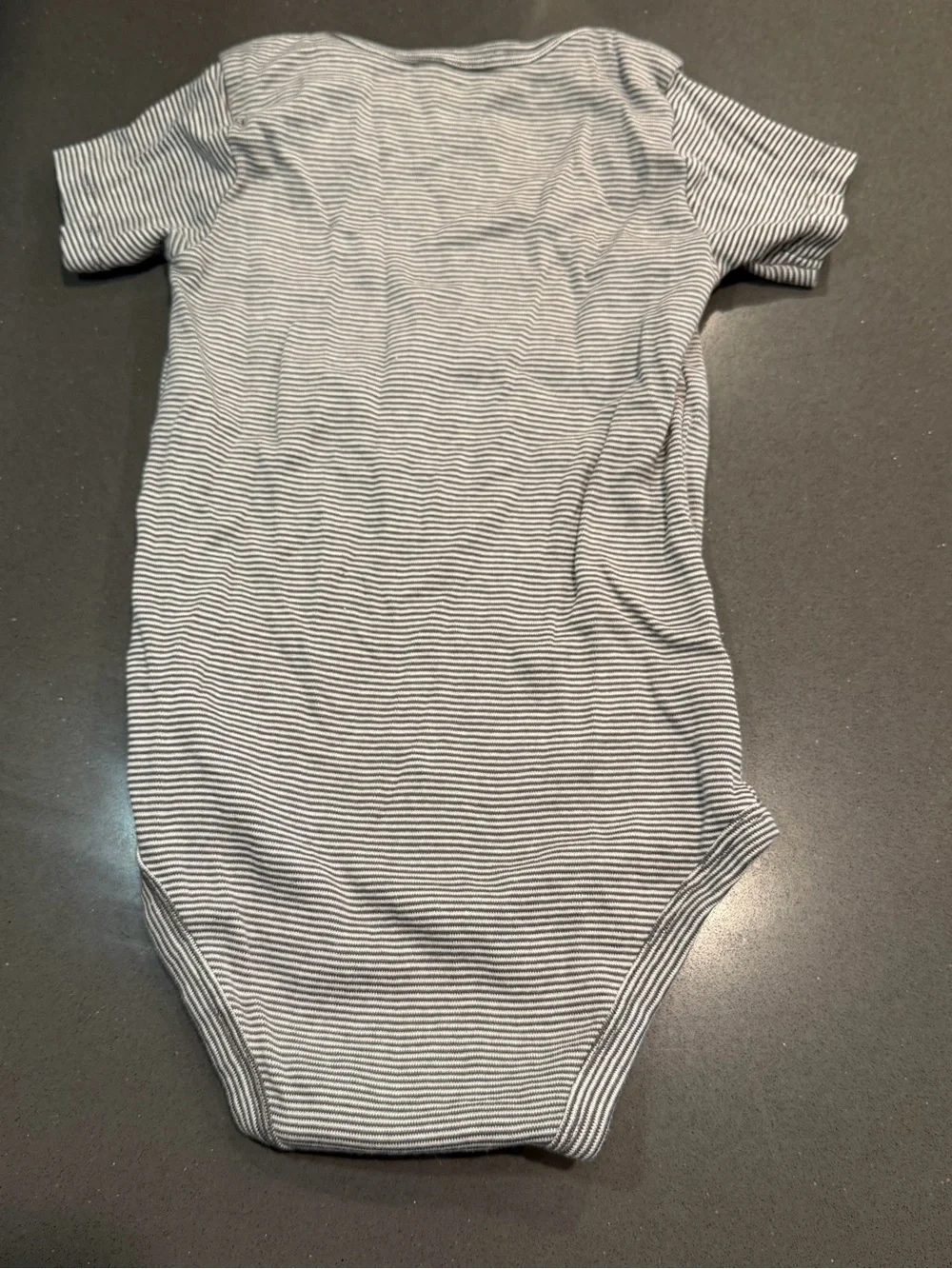 Carter's Gray and White Striped Short Sleeve One-Piece Bodysuit